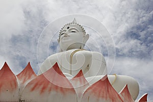 White Buddha statue located in the temple