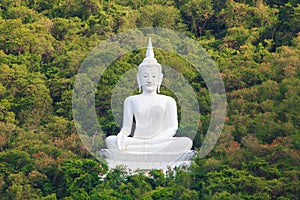 White Buddha Statue in Mountian , Thailand