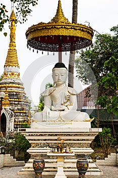 White Buddha statue of Sri Rong Muang temple in Lampang province