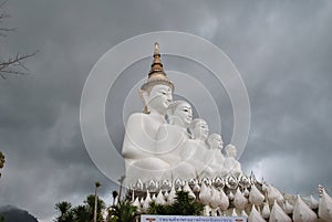 White buddhism Sit and Meditation with Background Cloudy