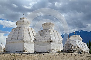 White buddhist chortens