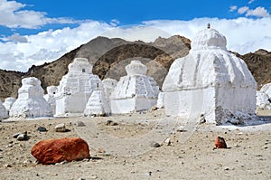 White buddhist chortens