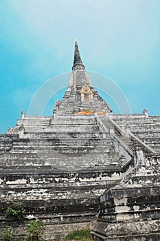 White Buddhist Stupa, Wat Phu Khao Thong in Ayutthaya