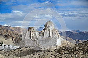 White buddhist stupas