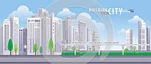 White Building in the City. Architecture vector