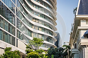 White building with a modern facade in Bangkok, Thailand