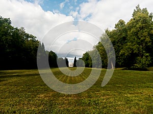 A white building in a park