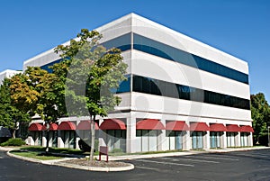 White Building and Red Awnings