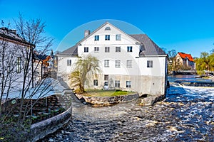 White building of Uppland museum in Uppsala, Sweden