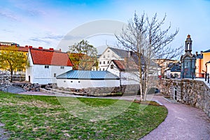 White building of Uppland museum in Uppsala, Sweden