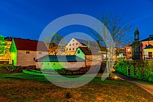 White building of Uppland museum in Uppsala, Sweden