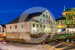 White building of Uppland museum in Uppsala, Sweden