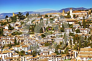 White Buildings Cityscape Albaicin Carrera Del Darro Granada Spain