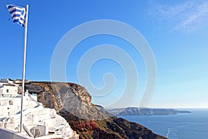 White buildings on the cliffs at Fira in Santorini