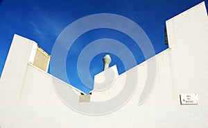 White buildings at the moll de gregal in the Port Olimpic in Barcelona