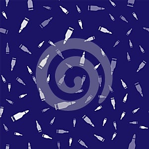 White Bullet icon isolated seamless pattern on blue background. Vector