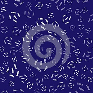White Bullet icon isolated seamless pattern on blue background. Vector