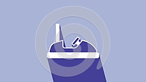 White Bumper car icon isolated on purple background. Amusement park. Childrens entertainment playground, recreation park