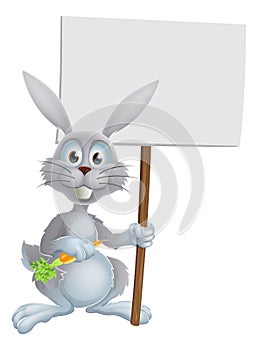 White bunny rabbit with carrot sign