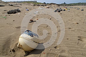 White buoy on a beach