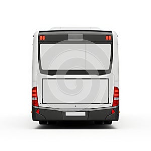 White bus back view isolated on white background