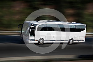 White bus on higway