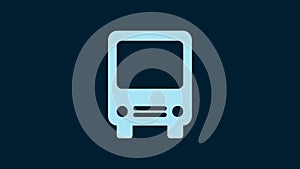 White Bus icon isolated on blue background. Transportation concept. Bus tour transport sign. Tourism or public vehicle