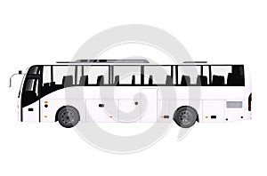 White Bus Side View Isolated