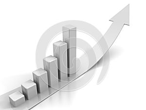 White business growing bar graph on success arrow