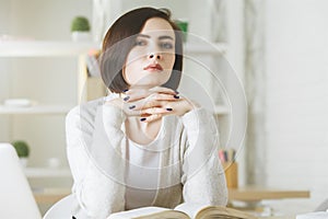 White business woman doing paperwork