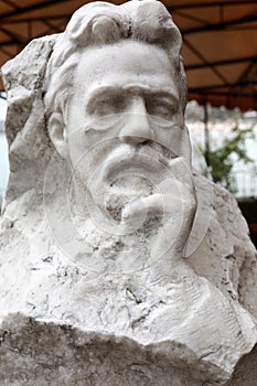 White bust of writer Anton Chekhov