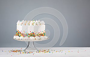 White Buttercream Birthday Cake with Sprinkles