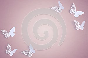 White butterfly Wedding Cards with copy space