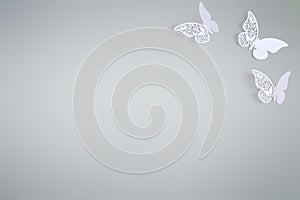White butterfly Wedding Cards with copy space