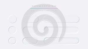 White button Neumorphism design elements vector set. Realistic modern ui buttons collection. Element for Application or Web design