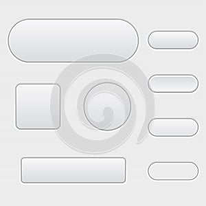 White buttons. Blank set of matted interface icons
