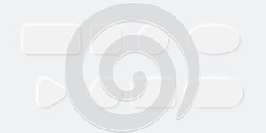 White Buttons in Neomorphism design. Blank Buttons different shape with shadow. Vector illustration photo