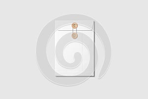 White A5 C5 size String and Brown Washer Envelope Mockup on light grey background.