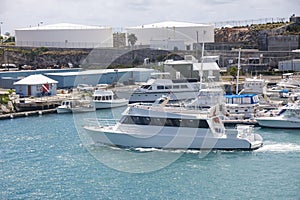 White Cabin Cruiser Leaving Bermuda Harbor