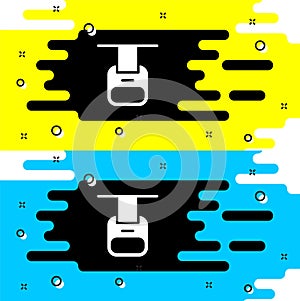 White Cable car icon isolated on black background. Funicular sign. Vector