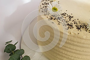 White cake with a flower