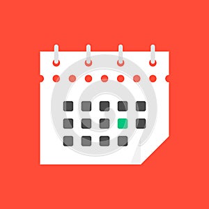 White calendar icon in flat style