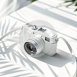 White camera isolated on white background