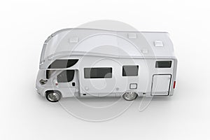 White camper vehicle - top side view