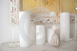 White candles on the table