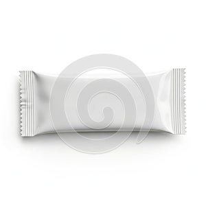 A white candy bar wrapper on a plain background
