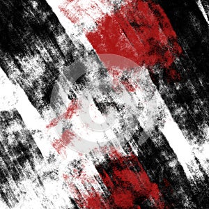 WHITE CANVAS WITH ABSTRACT GRUNGE STROKES OF RED AND BLACK PAINT