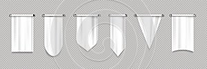 White canvas pennant flags different shapes