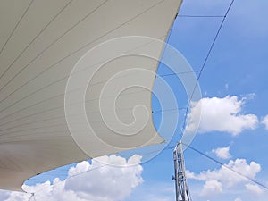 White canvas roof and blue sky