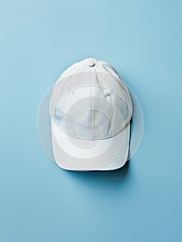 White Cap on Blue Background